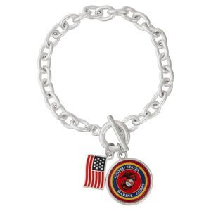 United States Marine Corp. Seal Stainless Steel Charm Bracelet